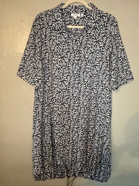 Chicos Navy and White Short-Sleeve Dress